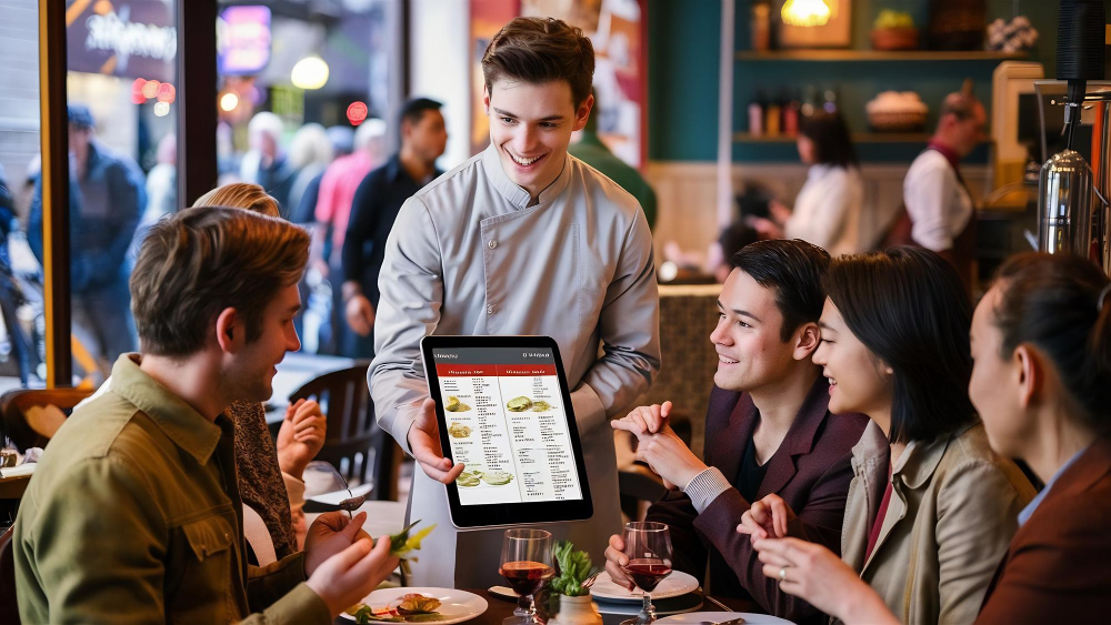 Modern restaurant website design in Nepal featuring a digital menu display, stylish dining setup, and seamless customer experience for online ordering and reservations.